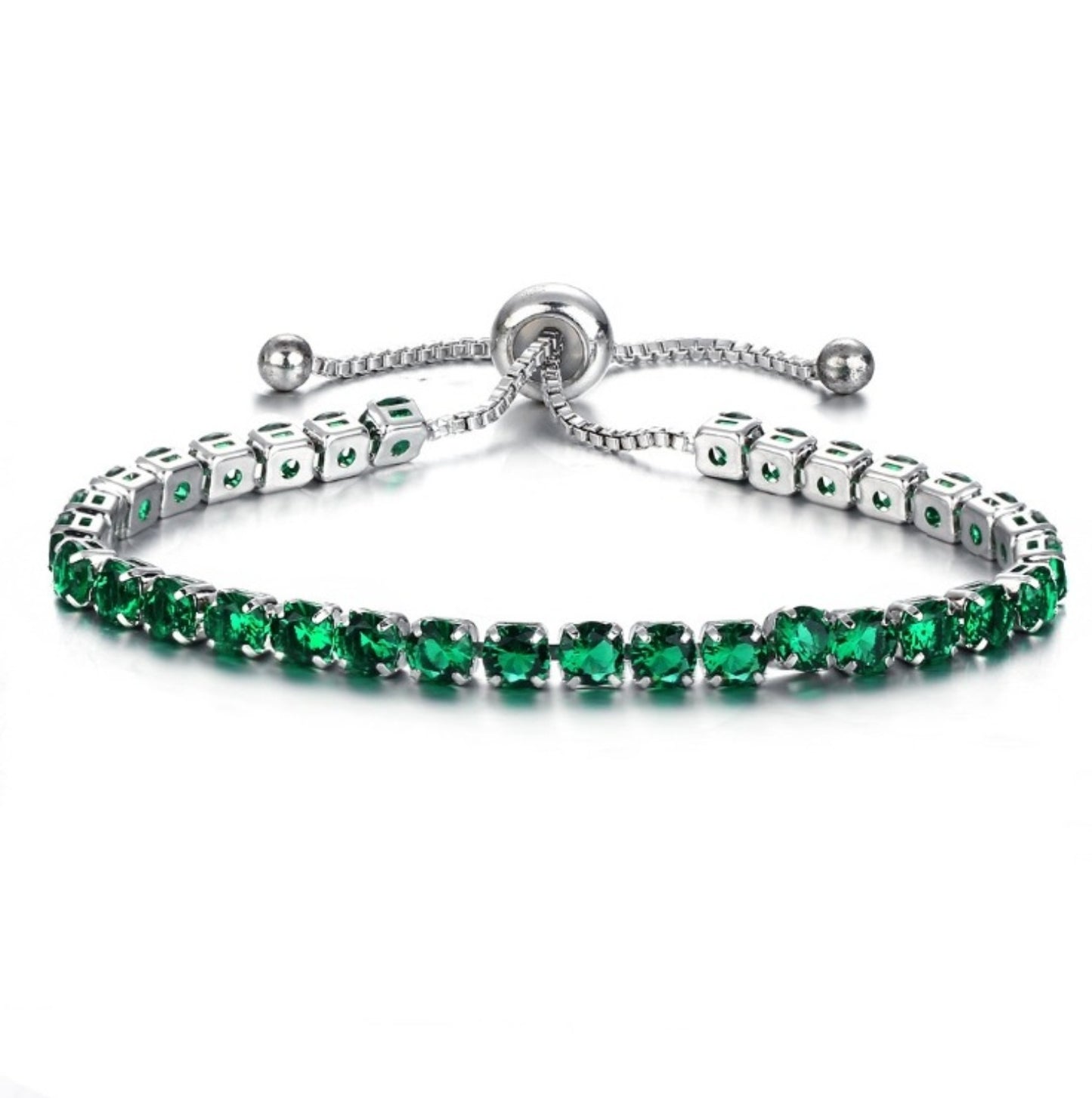 Fashion Adjustable Crystal Pull Bracelet - Gold Plated Zirconia Single Row Design