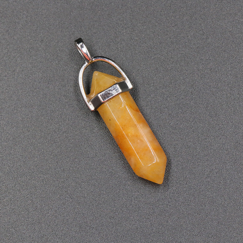 Hexagon Prism Crystal Bullet Pendant Necklace