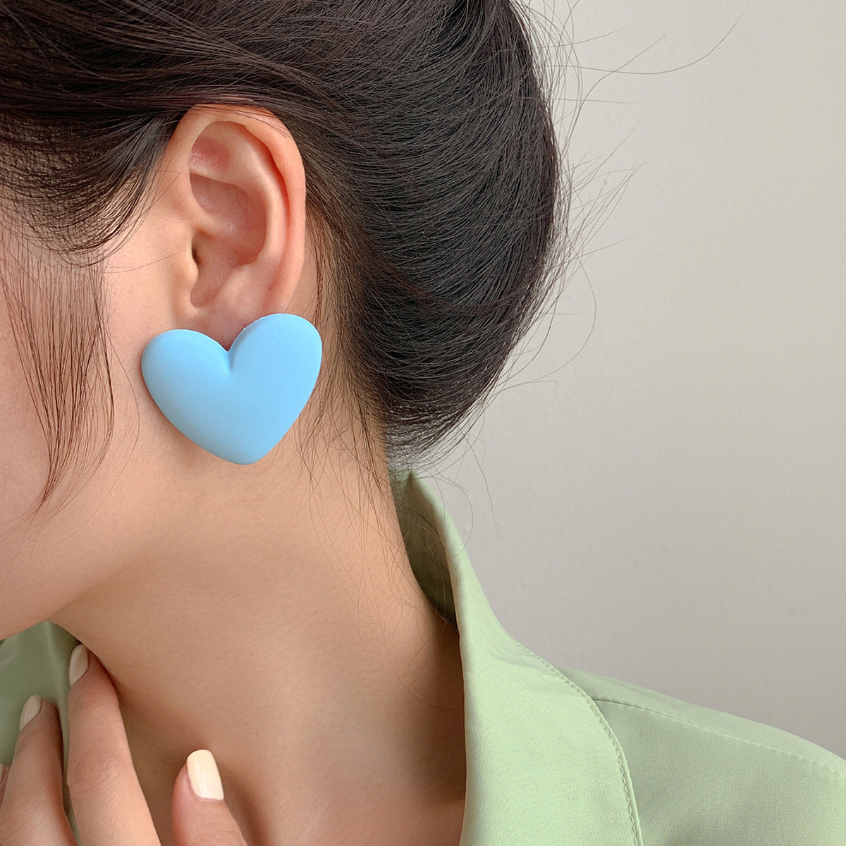 Candy Color Heart Stud Earrings - Macaron Multi-Color 925 Silver