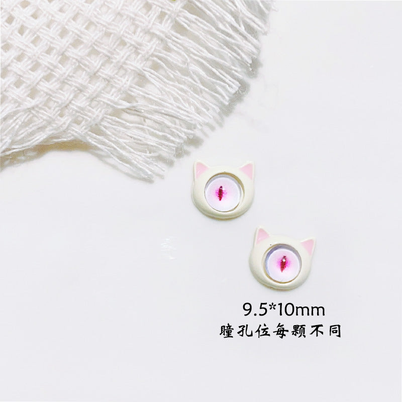 Cartoon Animal Eye Alloy Opal Stud Earrings and Halloween Demon Nail Art Decorations