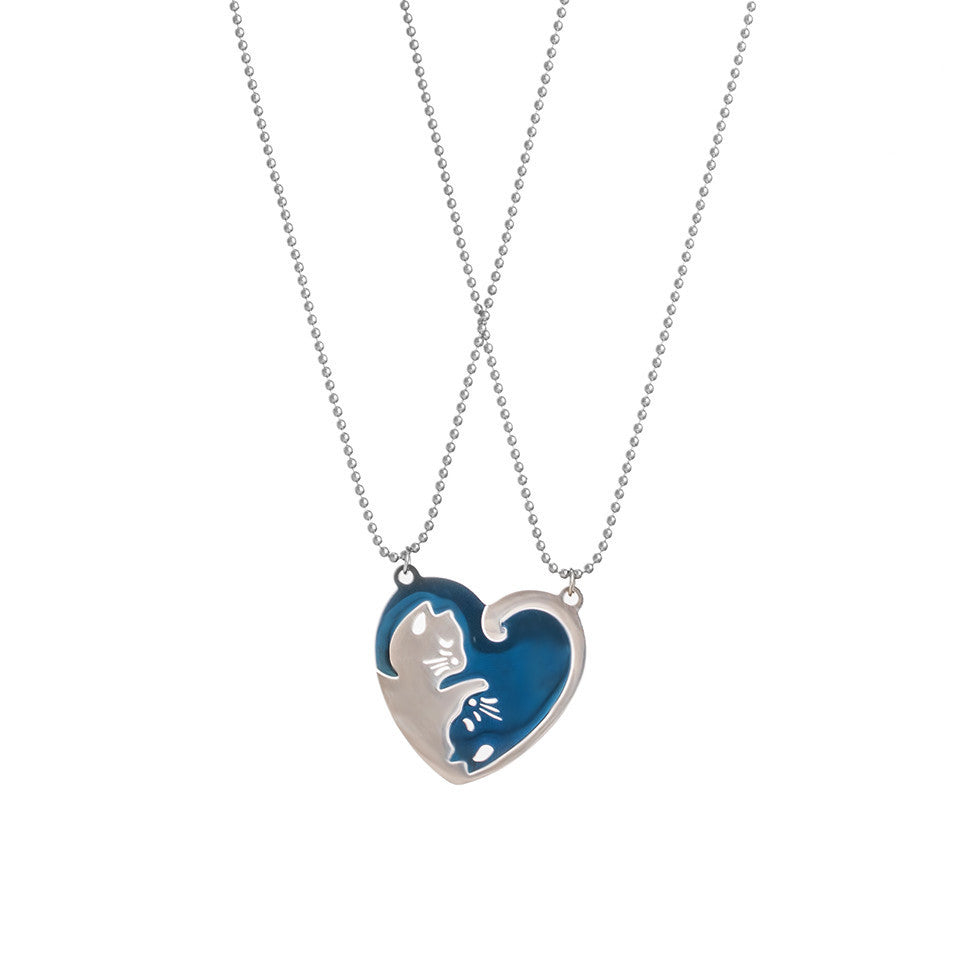 Fashion Insect Heart Shape Stainless Steel Couple Pendant Necklace