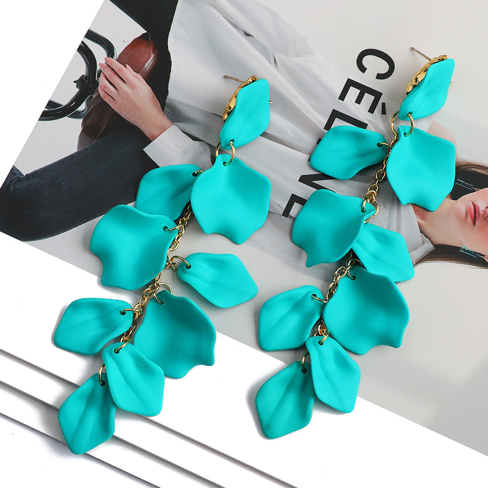 1 Pair Elegant Retro Flower Acrylic Tassel Drop Earrings for Women