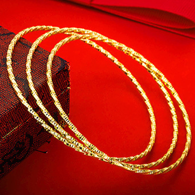 Simple Geometric Gold Plated Copper Bangle Bracelet