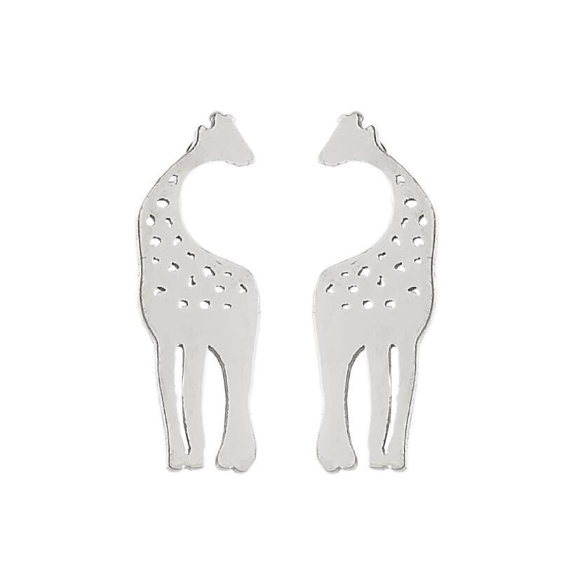 Giraffe Alloy Earrings - Fashionable Stainless Steel Animal Studs