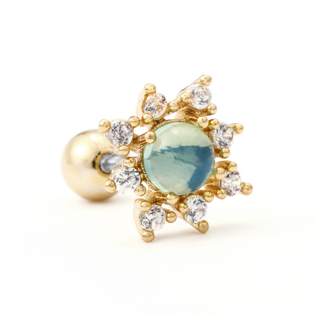 Colorful Zircon Twist Ball Ear Bone Stud Earrings Stainless Steel 20G