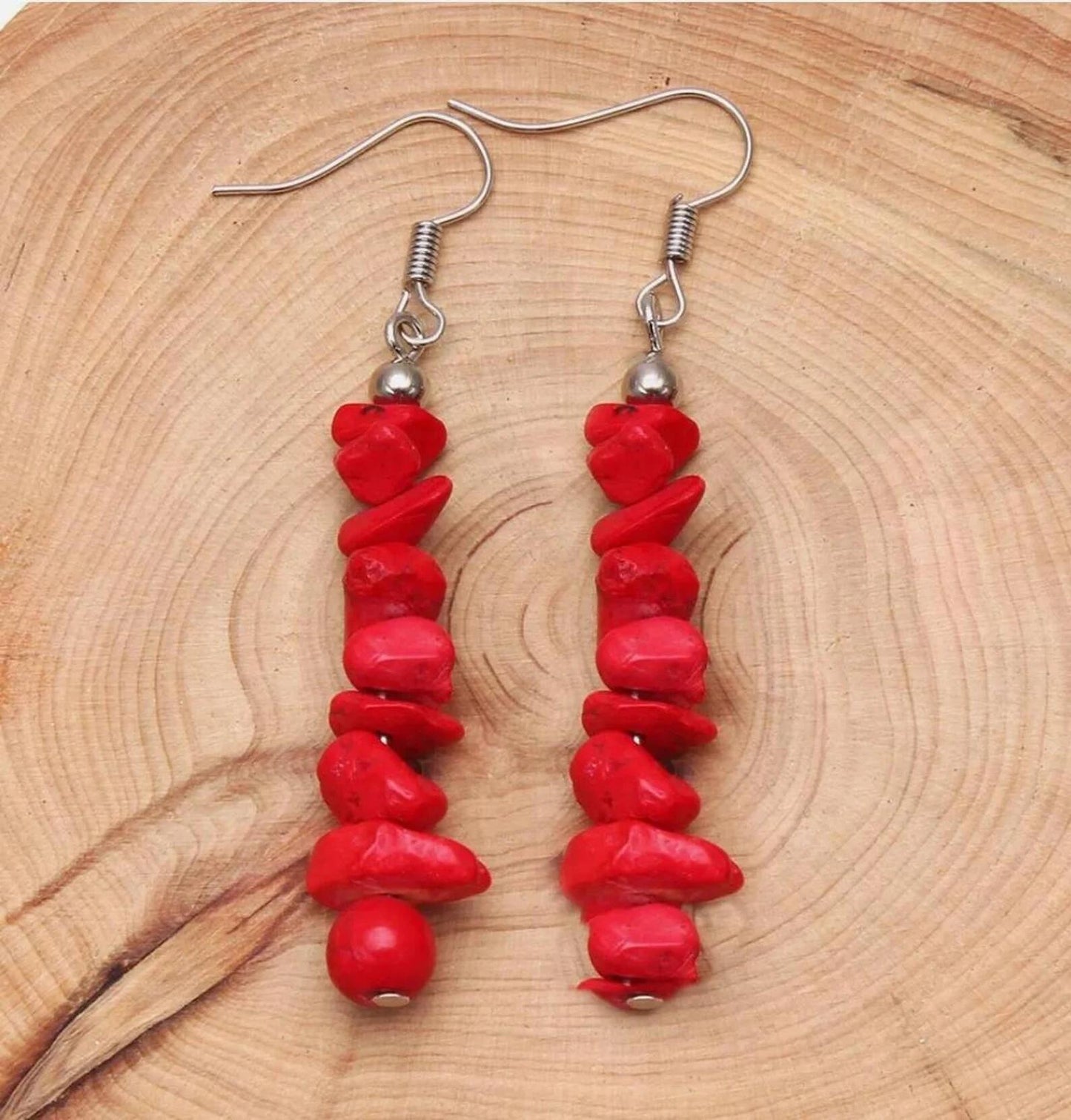 Retro Irregular Natural Crystal Stone Drop Earrings