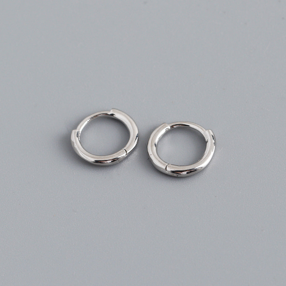 Simple Style Sterling Silver Circle Hoop Earrings