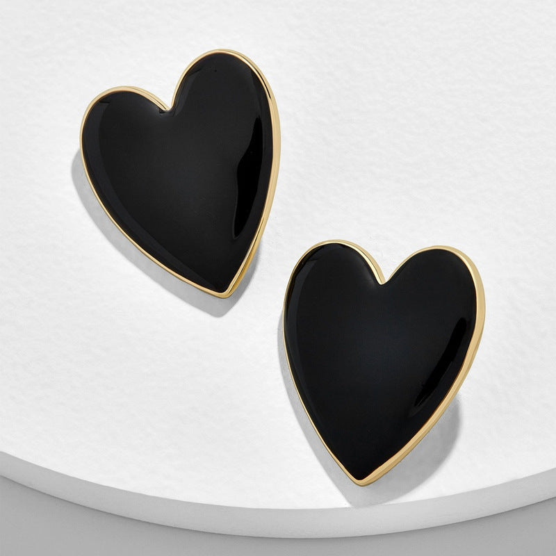 European American Multicolor Peach Heart Drop Earrings