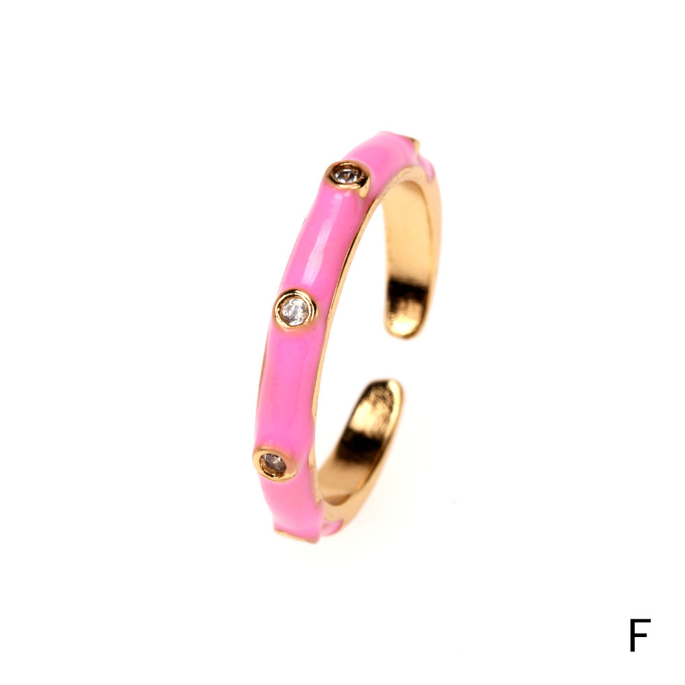 Fashion Geometric Copper Zircon Open Ring for Women