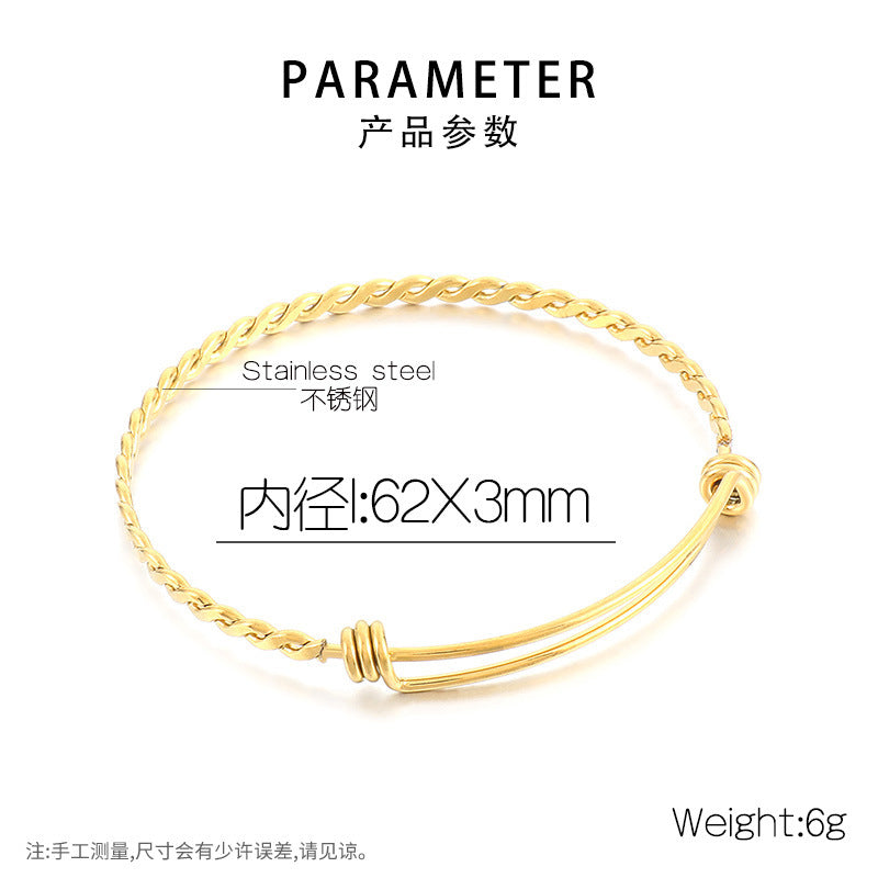 Stainless Steel Adjustable Twist Bangle Bracelet