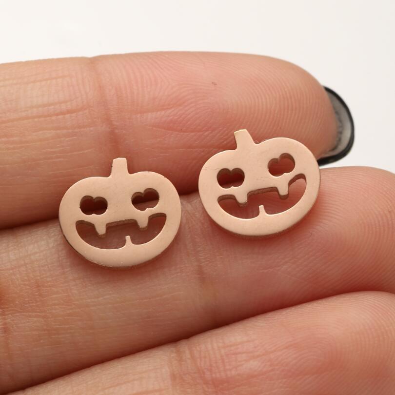 1 Pair Halloween Pumpkin Skull Stainless Steel Hollow Out Stud Earrings