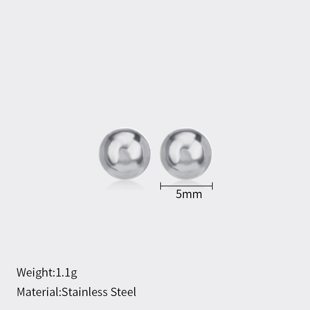 Minimalist Stainless Steel Ball Stud Earrings for Women - 1mm/4mm Round Bead Design