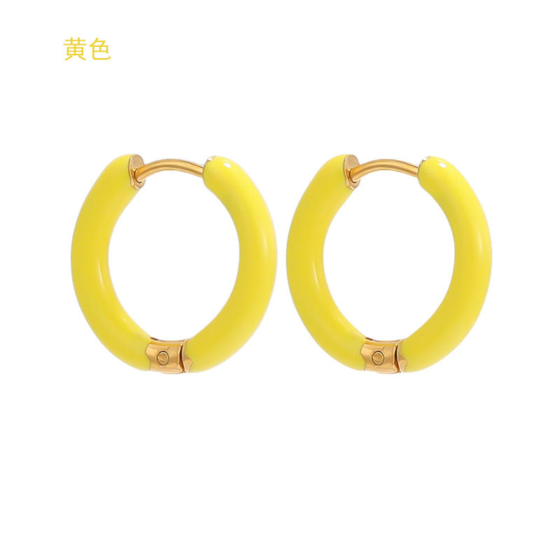1 Pair Minimalist 12mm Colorful Stainless Steel Hoop Earrings