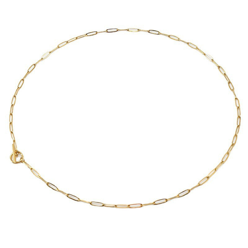 Geometric Gold Plated Stainless Steel Clavicle Chain Necklace