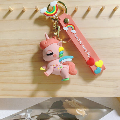 Cartoon Unicorn Silicone Keychain Pendant for Bags