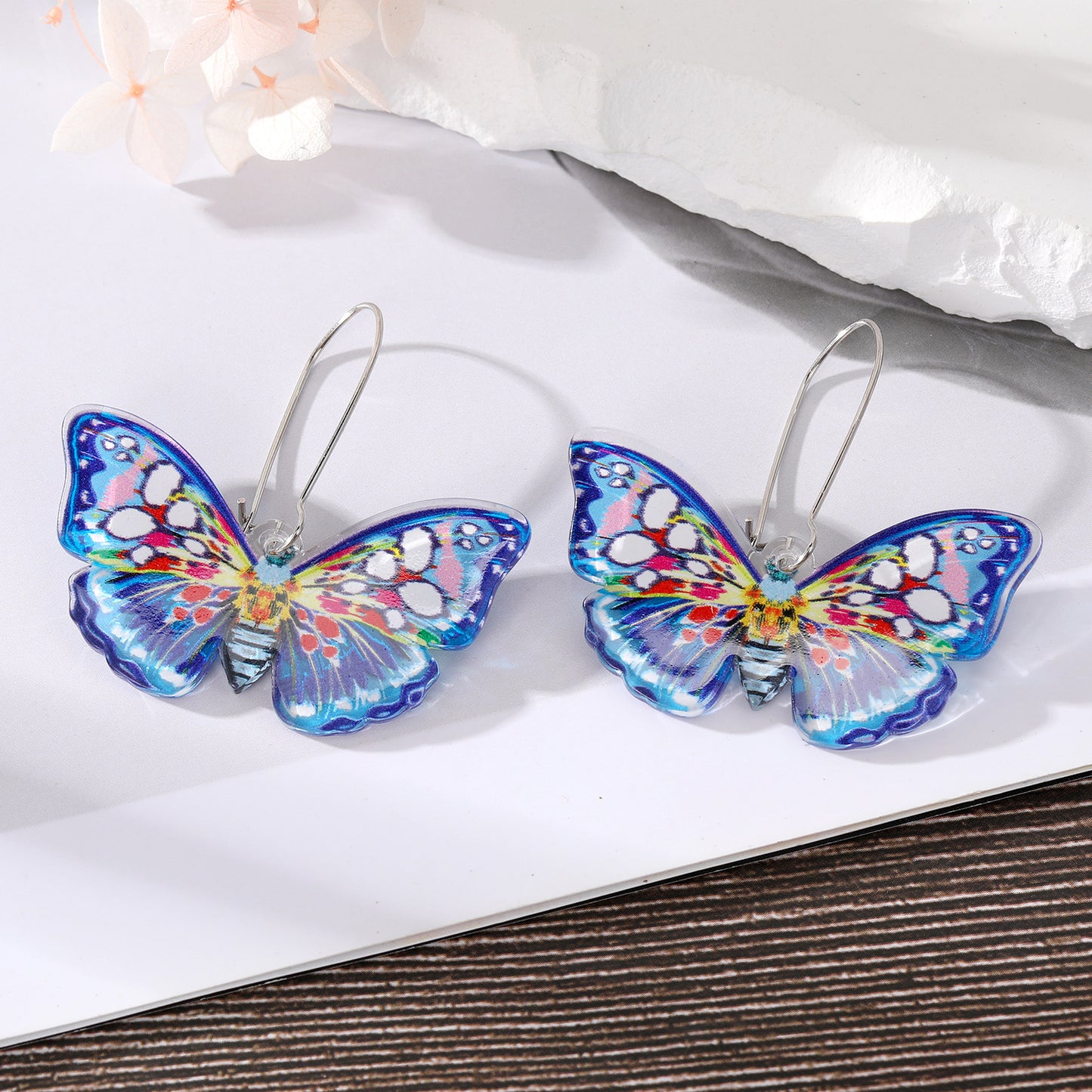 Ethnic Butterfly Resin Acrylic Statement Drop Earrings for Women