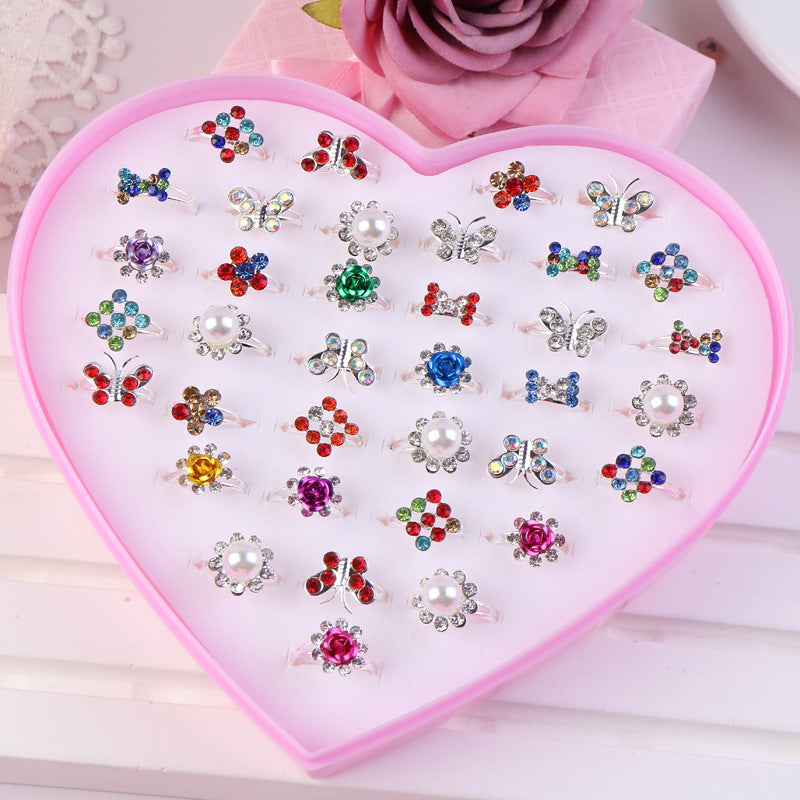 Children's Adjustable Flashing Diamond Ring Set - 36 Pieces