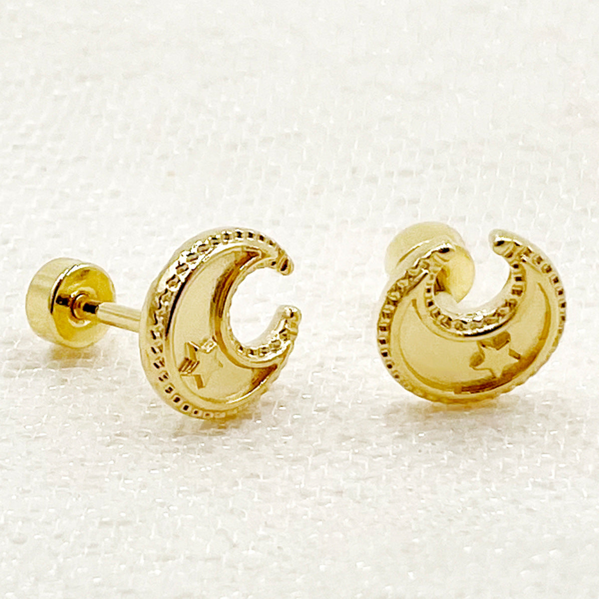 1 Pair Minimalist Star Moon Heart Shape 14k Gold Plated Stainless Steel Stud Earrings