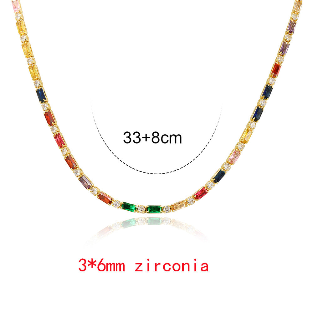 Fashion Multicolor Zircon Geometric Copper Necklace