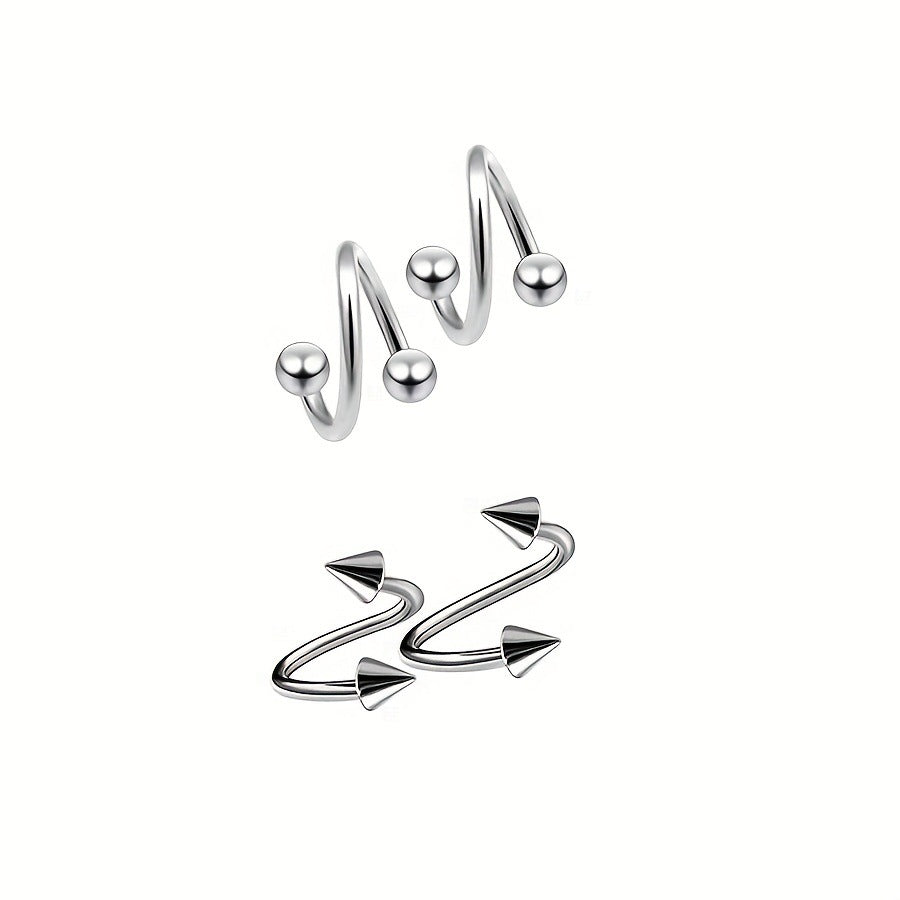 Geometric Stainless Steel S-Shaped Lip and Nose Ring Piercing Jewelry