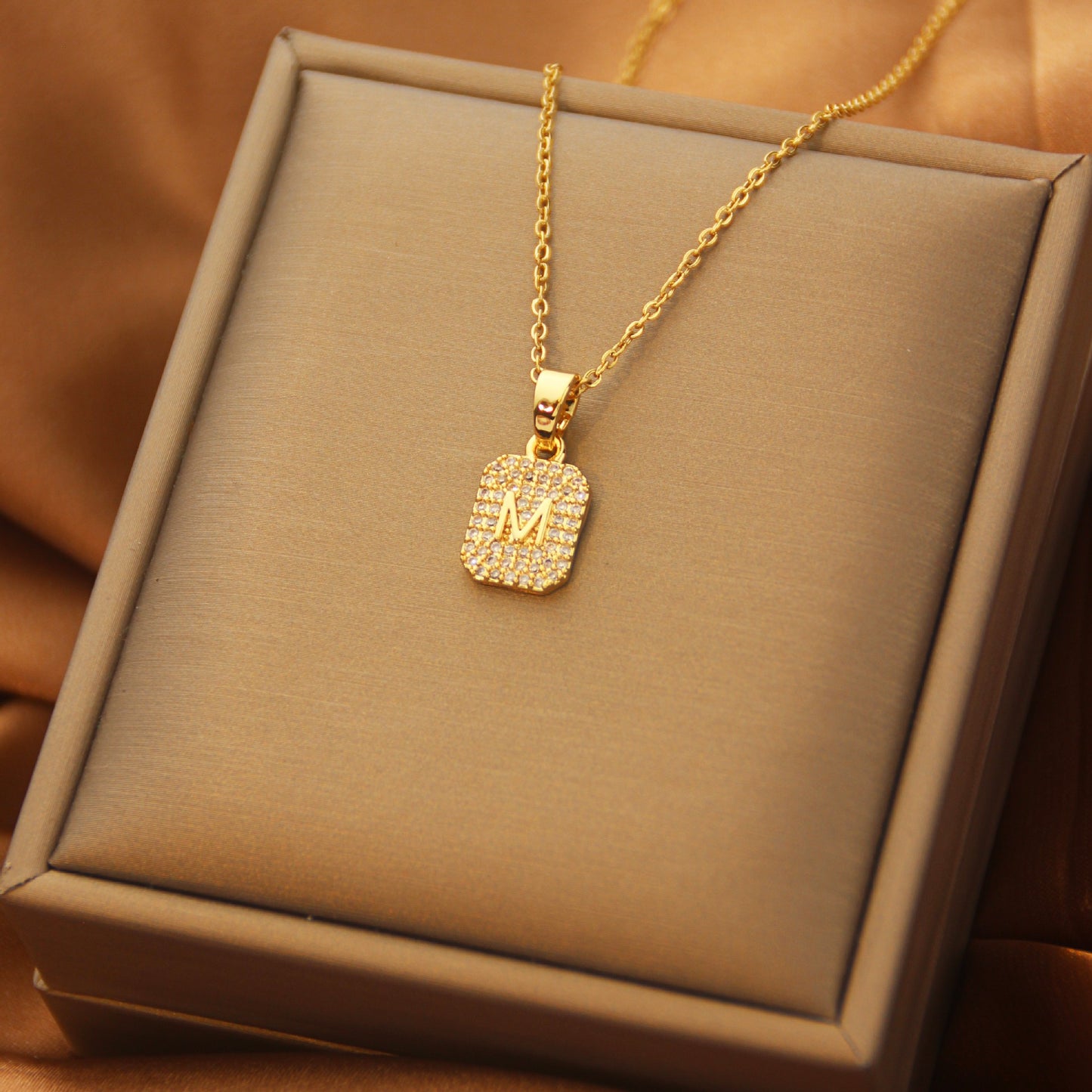 Elegant Maple Leaf Heart Titanium Steel Zircon Cross Pendant Necklace
