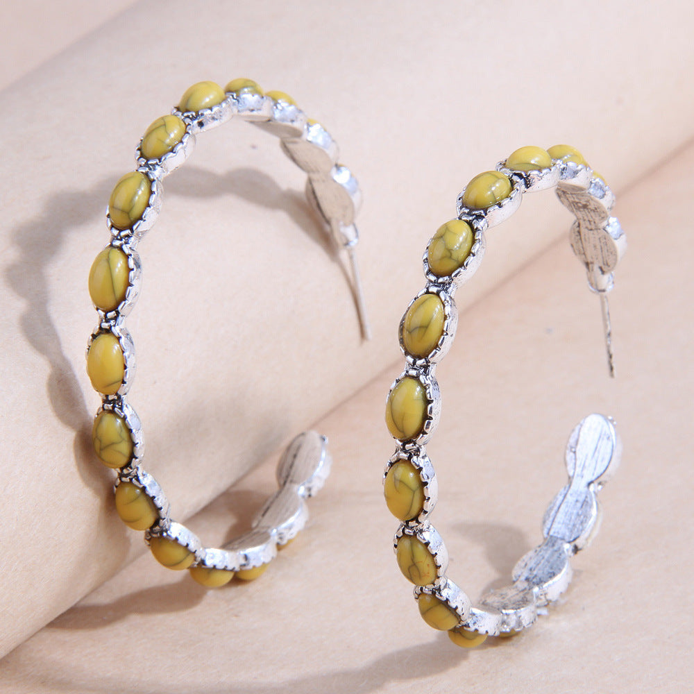 Fashion Alloy Turquoise Geometric Tassel Earrings