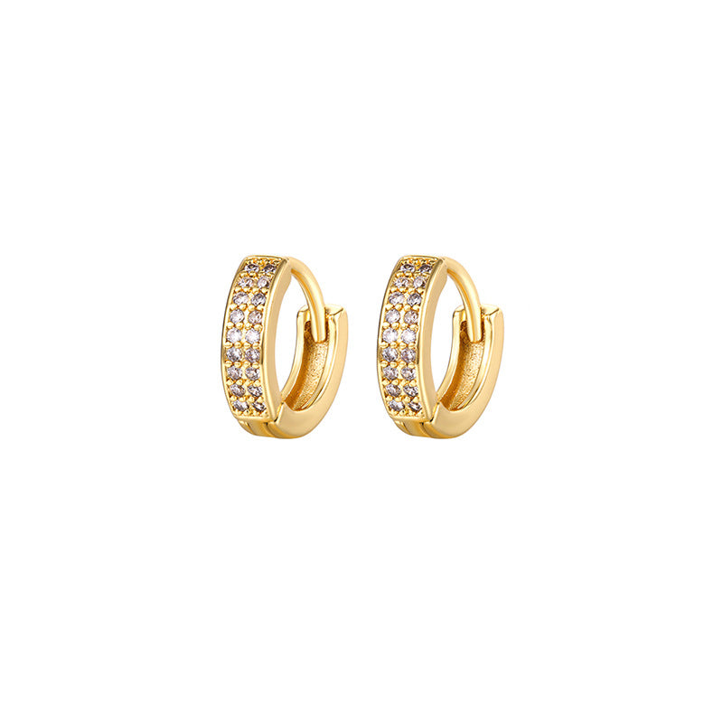 Simple Style Copper Zircon Inlaid Hoop Earrings