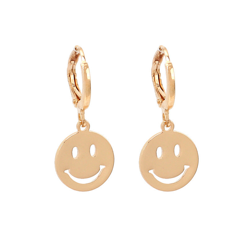 Minimalist Geometric Glossy Sequin Smiley Face Earrings