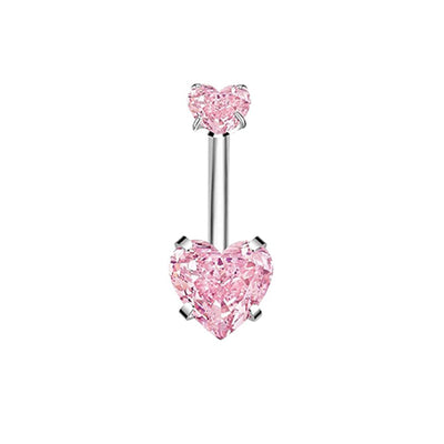 Hip-Hop Heart Shaped Zircon Belly Ring - 316 Stainless Steel & Copper