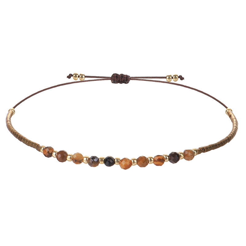 Simple Style 2mm Faceted Stone Bead Handmade Bracelet
