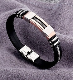 Men's Stainless Steel Silicone Hip Hop Punk Bracelet