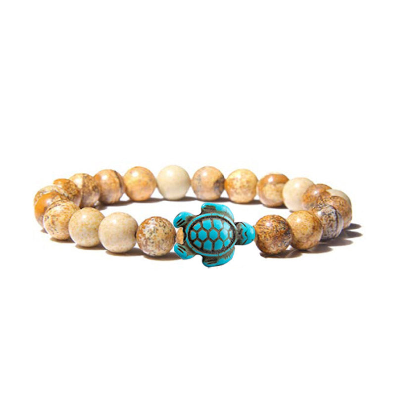 Retro Tortoise Turquoise Agate Tiger Eye Unisex Stretch Bracelet