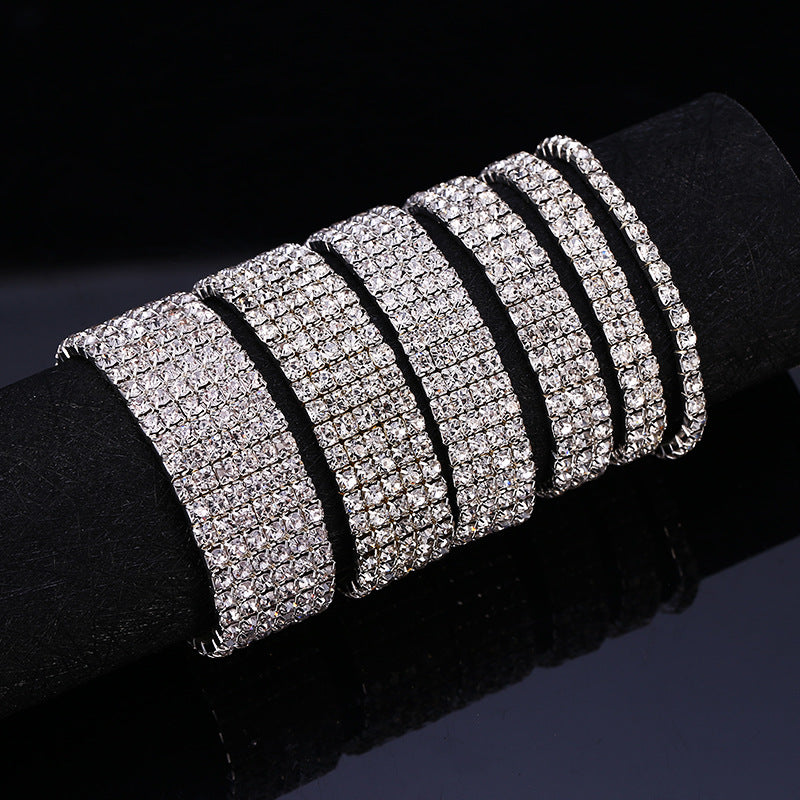Korean Style Full Diamond Elastic Bracelet Shiny Rhinestone Bangle