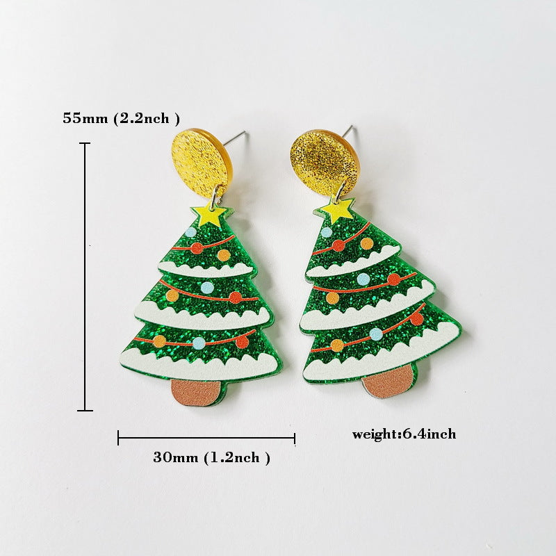 1 Pair Cute Dinosaur & Christmas Themed Acrylic Drop Earrings