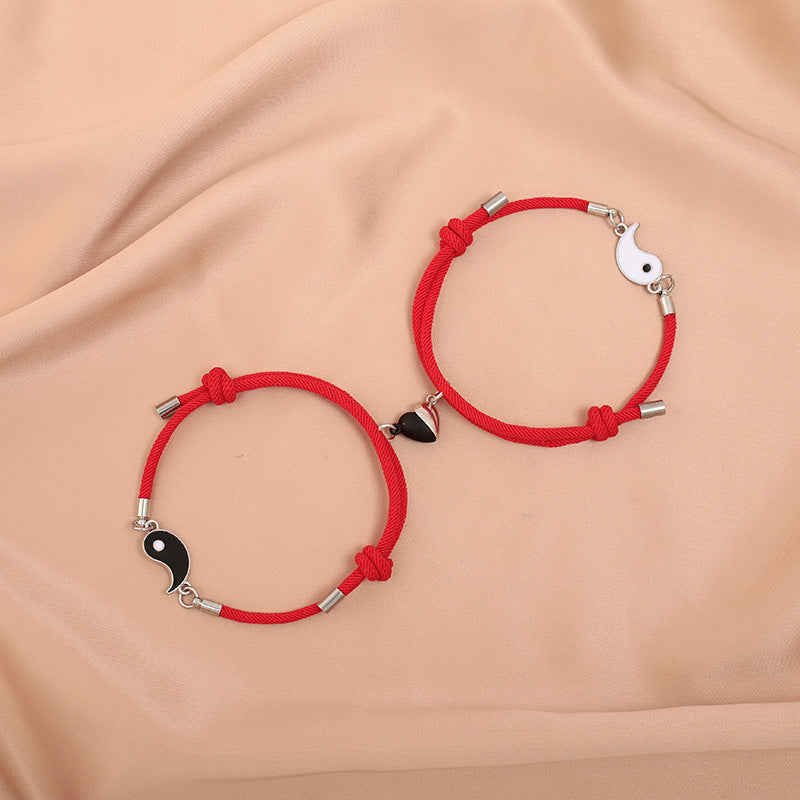 Black and White Tai Chi Magnetic Couple Bracelets