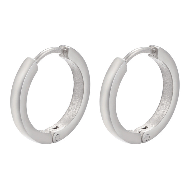 Glossy Stainless Steel Geometric Earrings - Star, Heart, Triangle Design