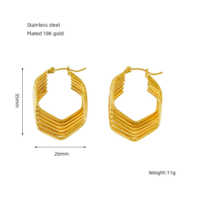 1 Pair Elegant U Shape 18K Gold Plated Stainless Steel Titanium Hoop Earrings