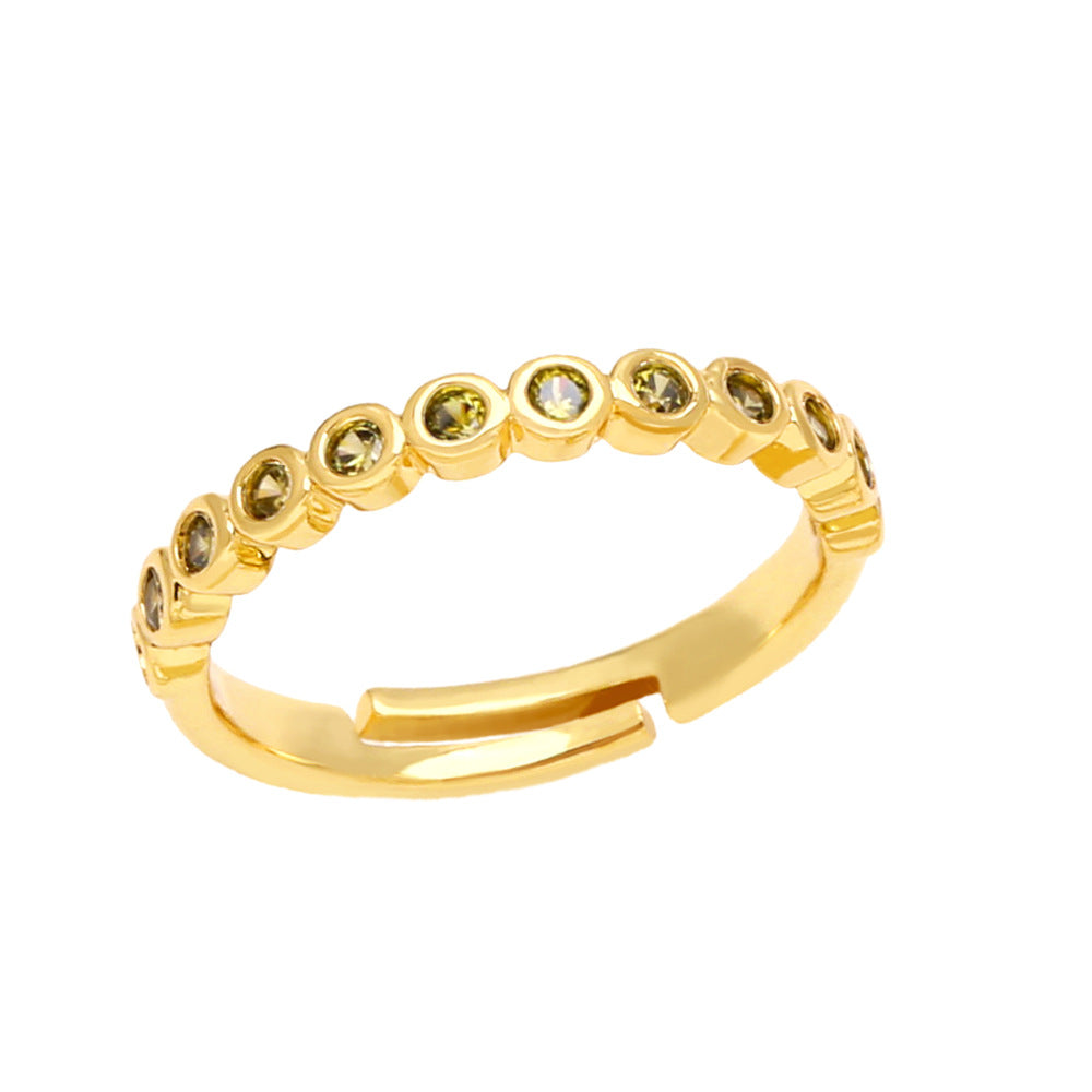 1 Piece Fashion Geometric Copper Plated Zircon Adjustable Open Ring