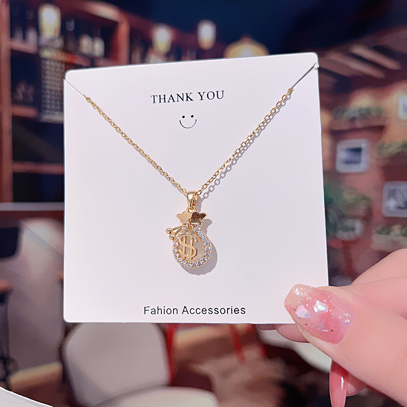 Fashion Titanium Steel Zircon Pendant Necklace with Cat Eye Stone Choker