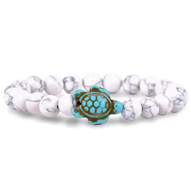 Retro Tortoise Agate and Natural Stone Beaded Bracelet