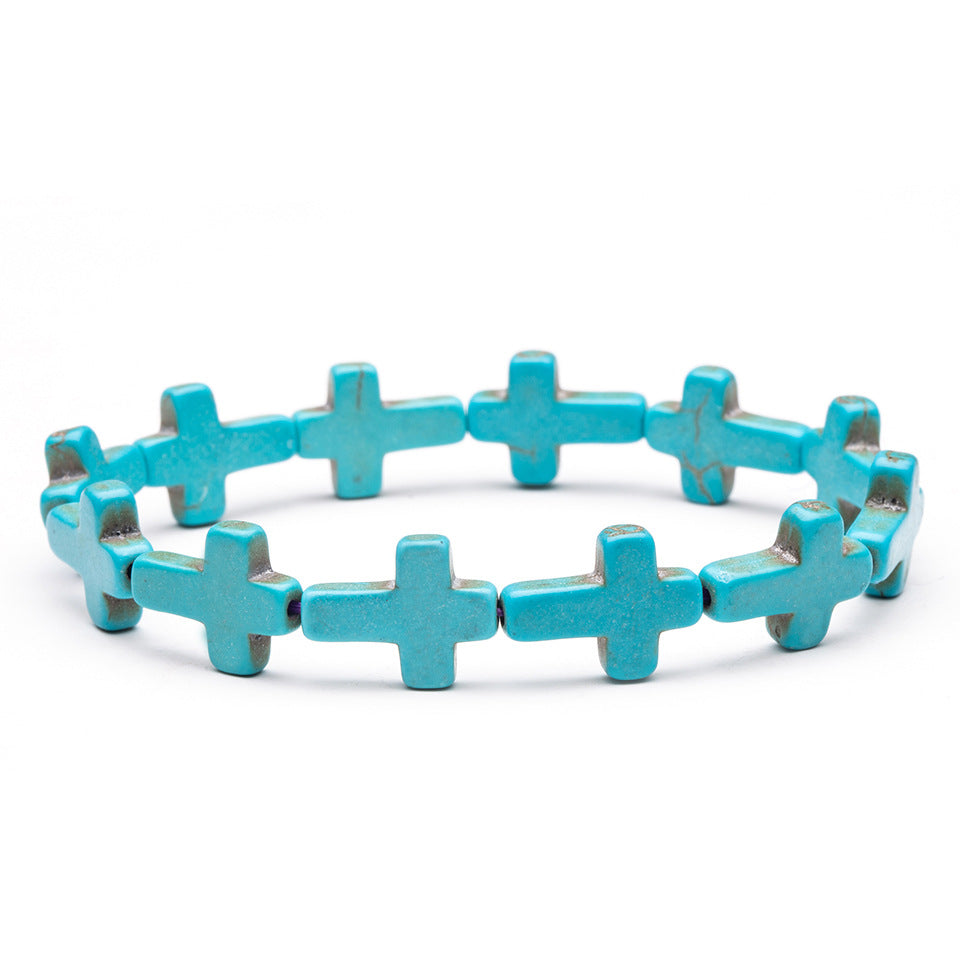 Turquoise Cross Bead Fashion Bracelet Jewelry Wholesale