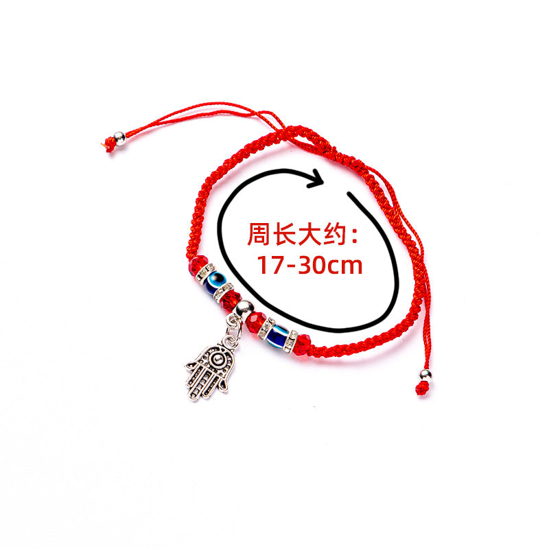 Ethnic Evil Eye Palm Cotton Thread Braided Unisex Bracelet
