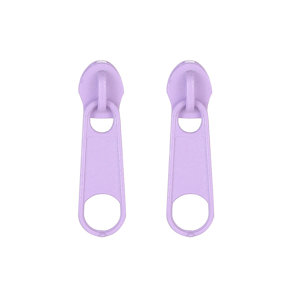 Fashion Candy Color Zipper Buckle Earrings - Trendy Creative Street Style Jewelry