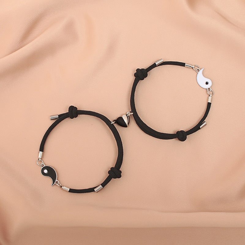 Black and White Tai Chi Magnetic Couple Bracelets