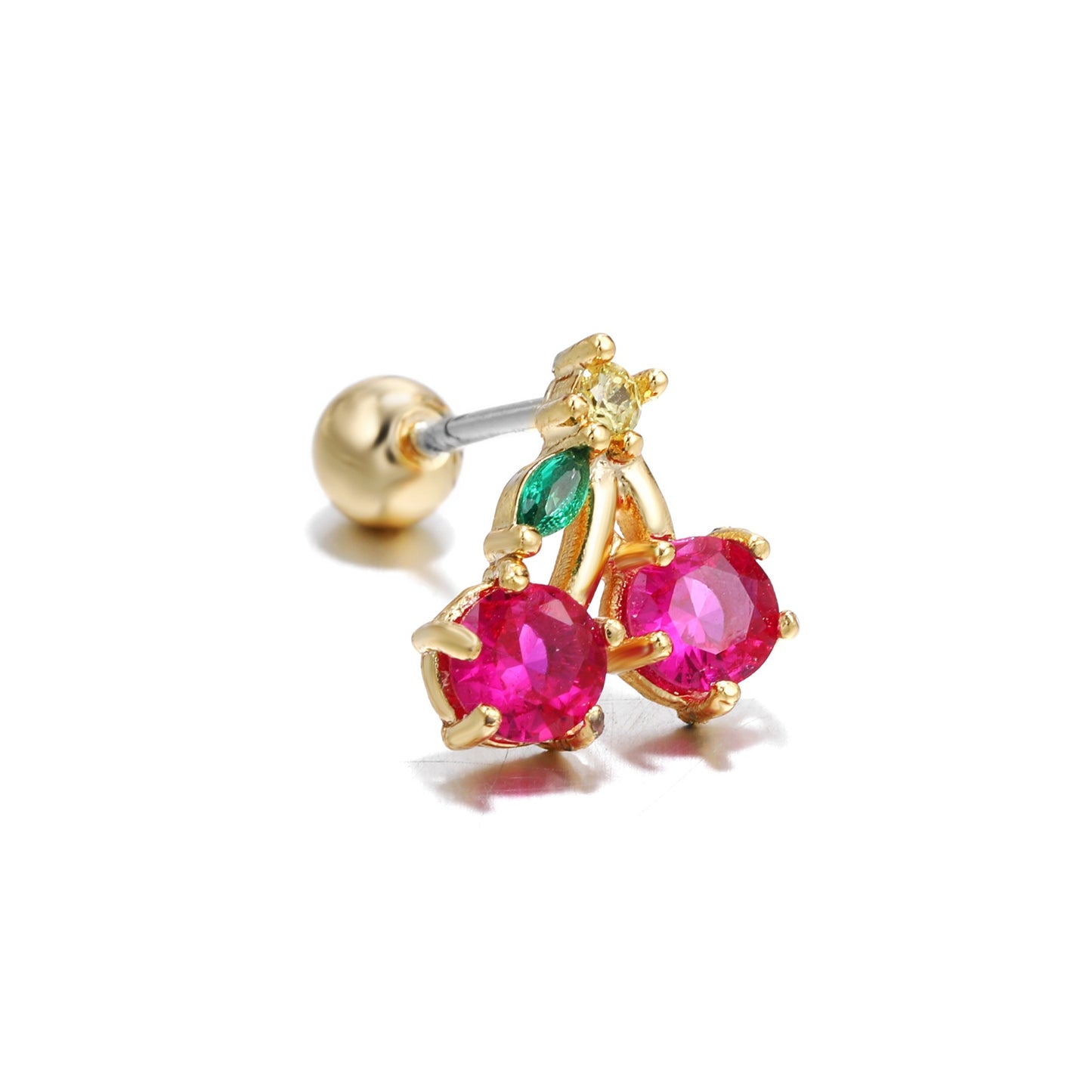 Kolamic 18K Gold Cute Bear Cloud Earrings with Colorful Zircon Studs