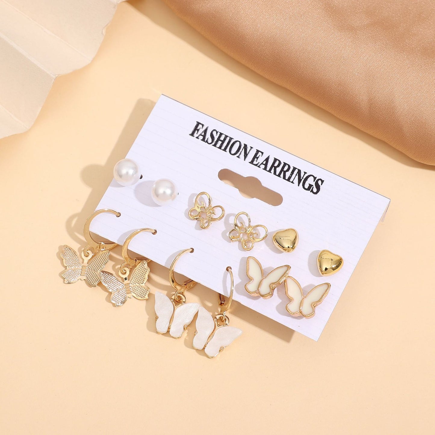 Acrylic Butterfly Earrings Set - 6 Pairs Pink Crystal Dangle Earrings
