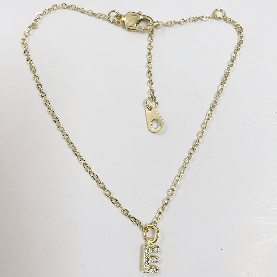 Elegant Initial Zircon Inlay 14k Gold Plated Copper Bracelets for Women