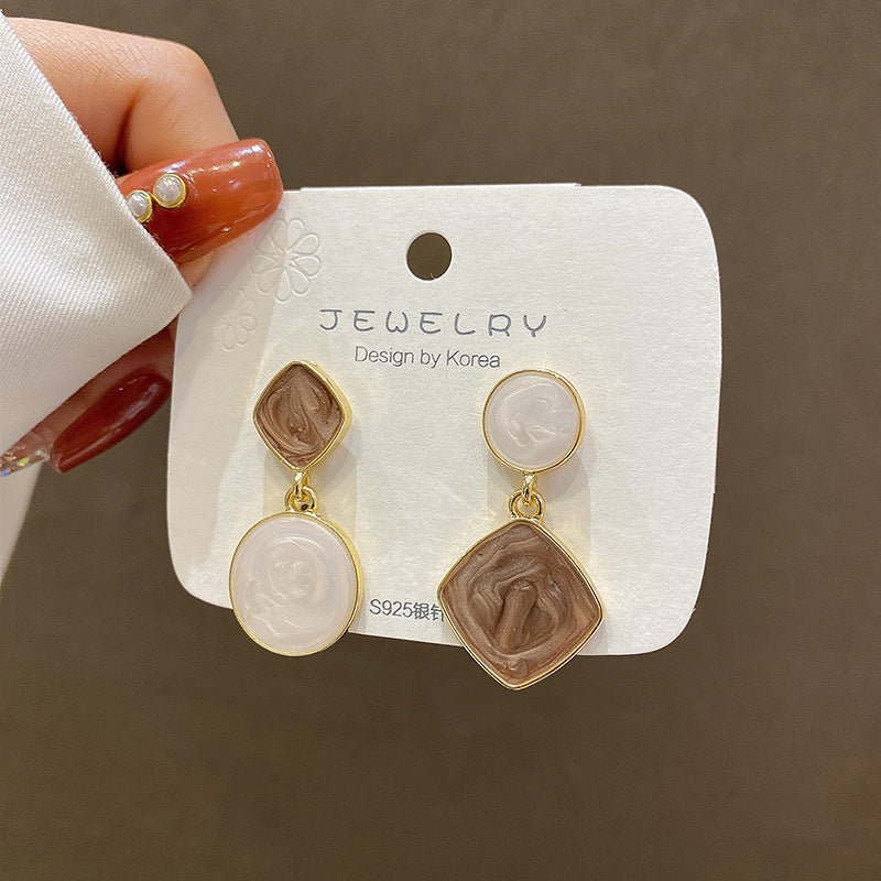 1 Pair Asymmetrical Enamel Plated Alloy Drop Earrings for Women