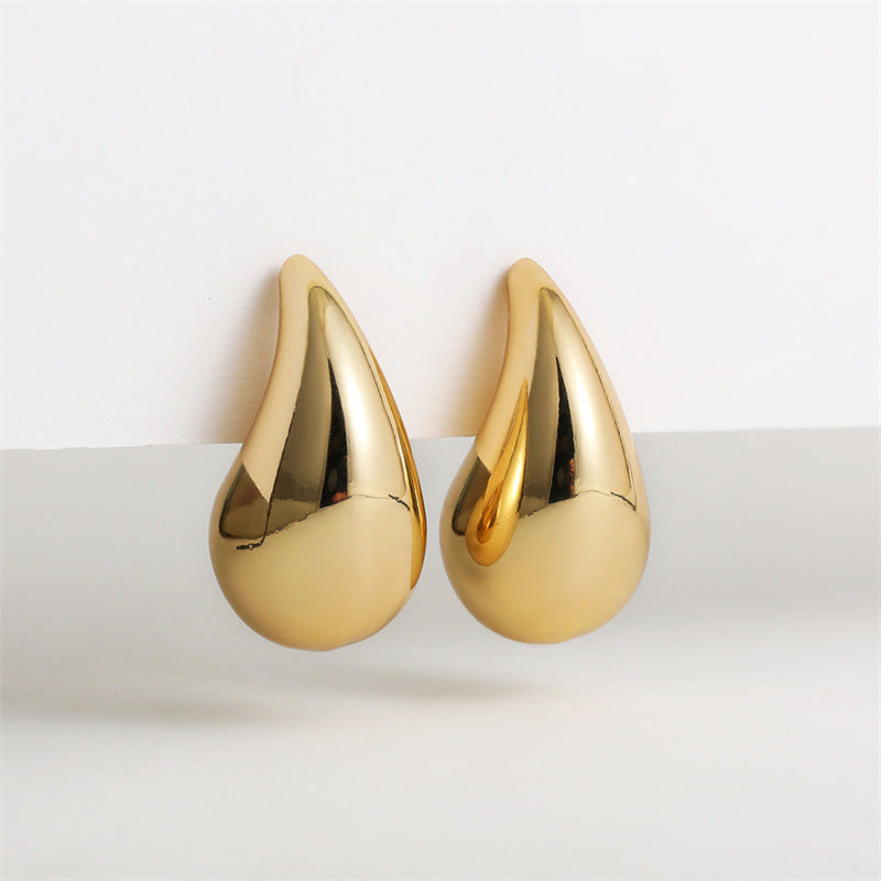 1 Pair Minimalist Water Droplet Stainless Steel Stud Earrings