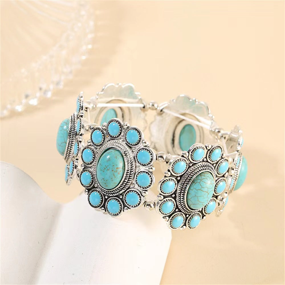 Bohemian Geometric Alloy Turquoise Women's Bangle Bracelet
